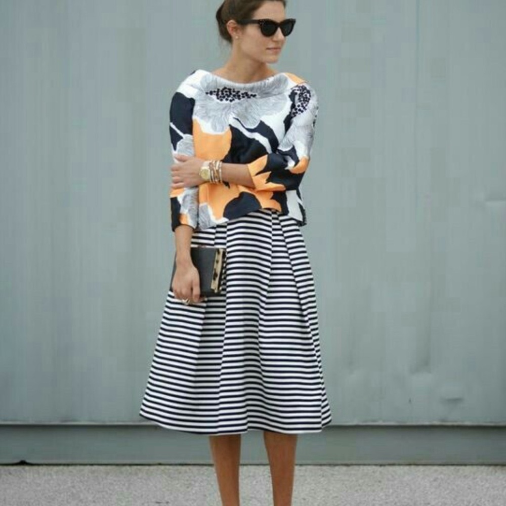 Anthropologie Floral Boxy Top in Black, White & Mustard